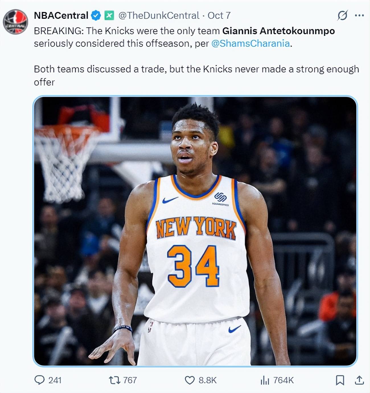 雄鹿负于森林狼，字母哥空砍30+10